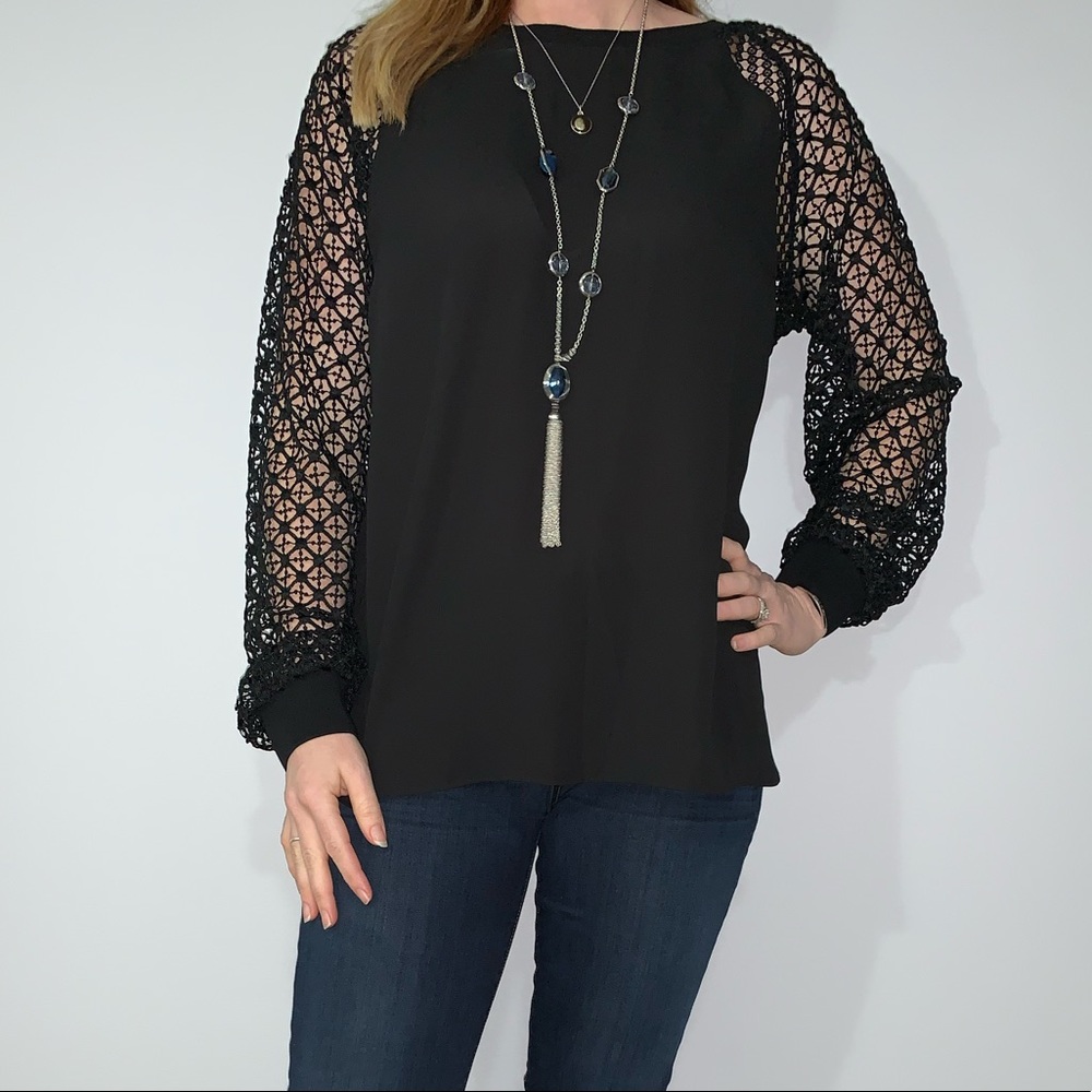 Ann Taylor LOFT Blouse Lace Sleeves